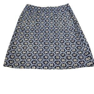 Hanna Andersson A line floral blue and white zip up stretch skirt size 8